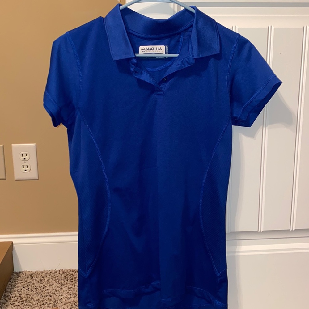 Magellan navy collared work shirts. There are 3